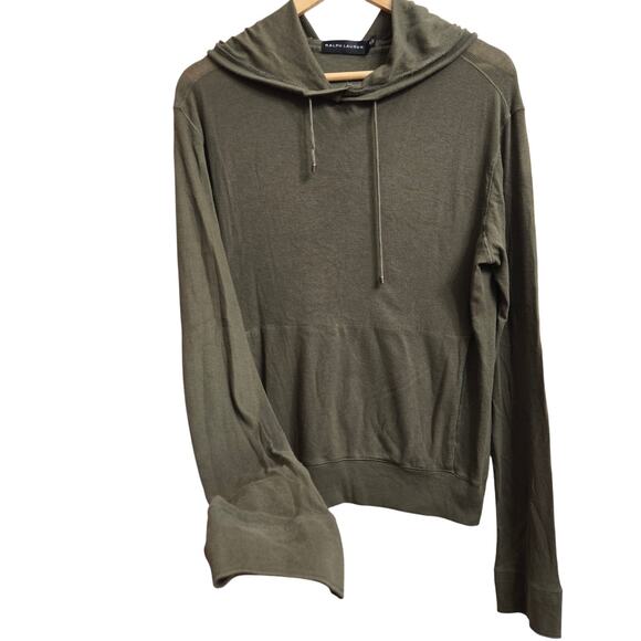 Ralph Lauren Black Label Mens Preppy Timeless Casual Waffle Knit Green Hoodie M - Picture 3 of 12